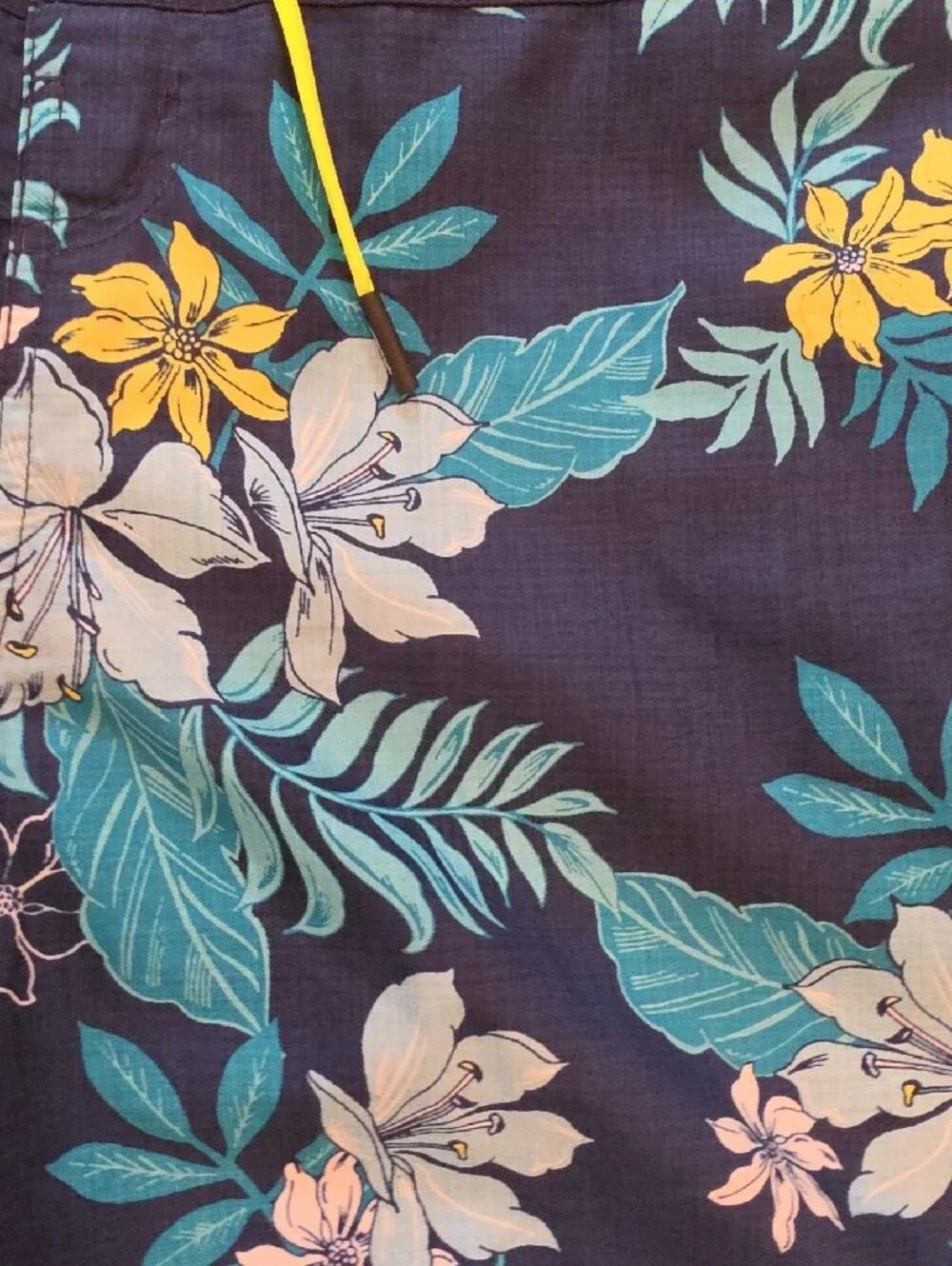 Speedo Navy Floral Swim Shorts with Blue and Yellow Accents